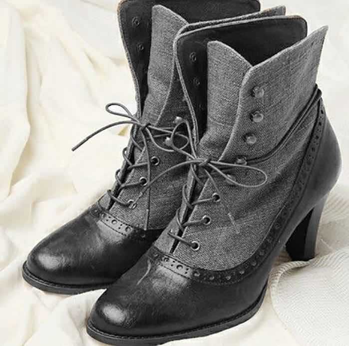 Lace-up women's high heel stitching Martin boots