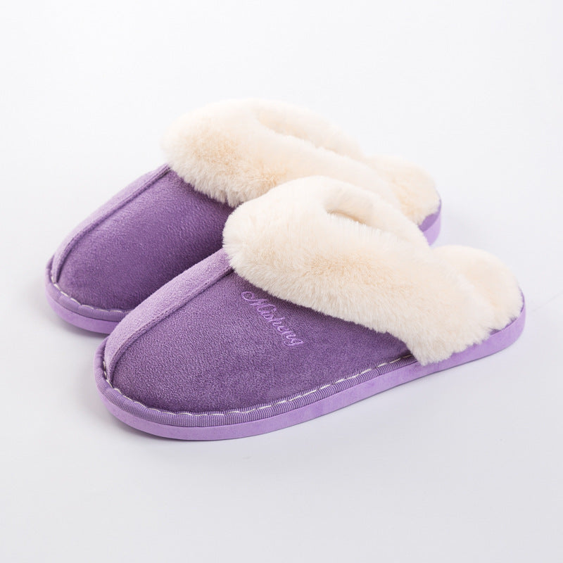 Thermal plush indoor lovers non-slip cotton slippers