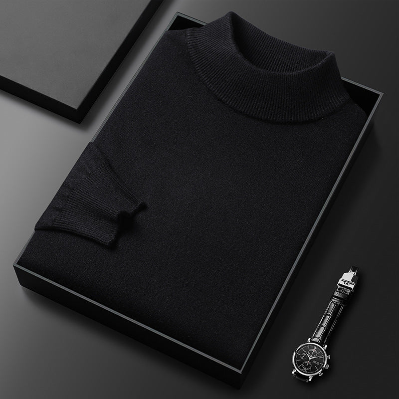 Men's Sweater Slim Fit Pure Color Half Collar Knitted Bottoming Shirt