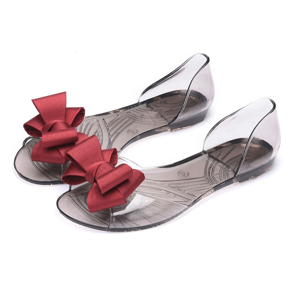 Summer sandals flat student tide plastic bow