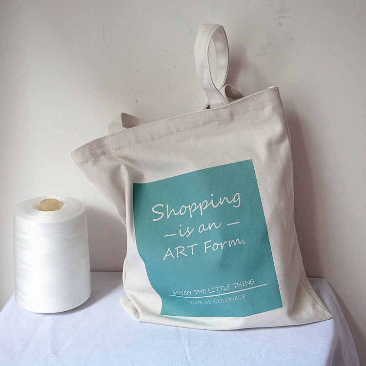 Shopping is art letter printed canvas bag