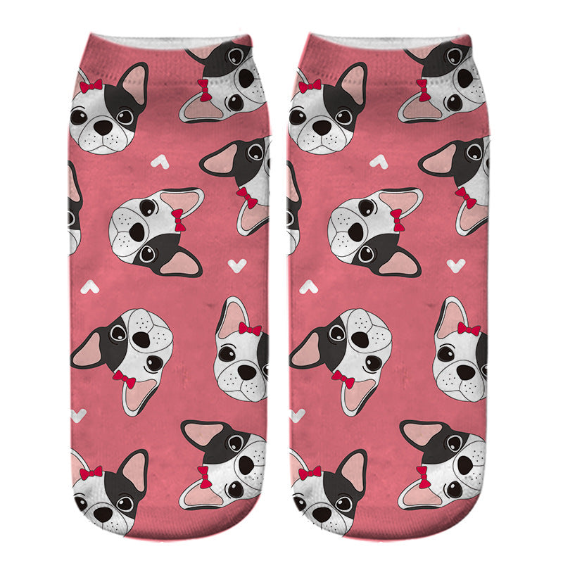 Dog PUG cartoon 3D printing socks