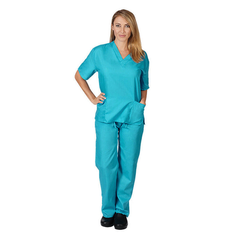 Solid-color V-neck Nursing Work Uniform Caregiver Uniform Nurse Attire
