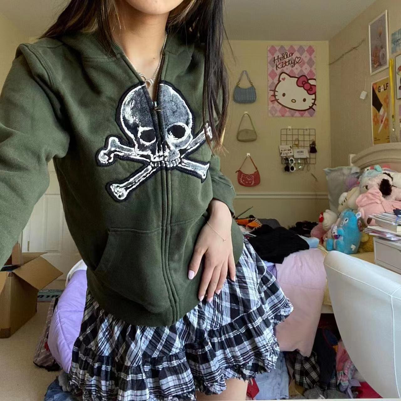 Women's Fashion Skull Thickened Zipper Sweater Printed Jacket
