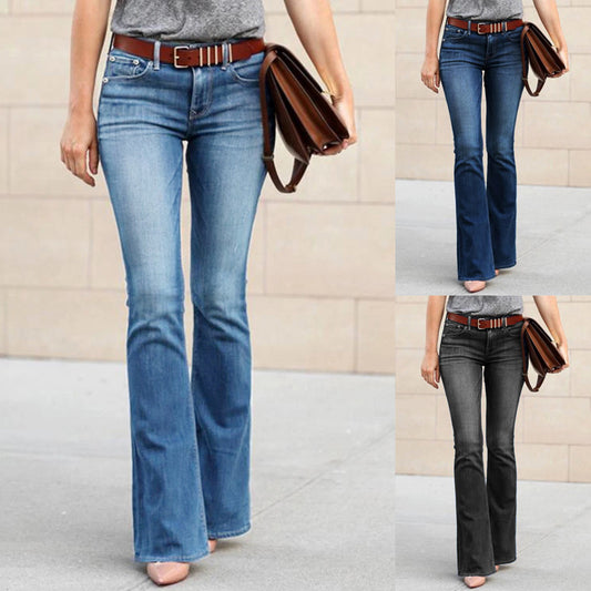 Midt talje washed blå jeans - Street trend