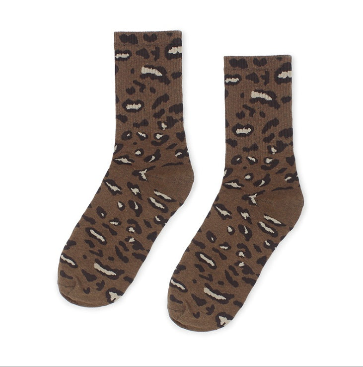 Leopard socks, female leopard, personality, tide, autumn and winter, Korean version, stockings