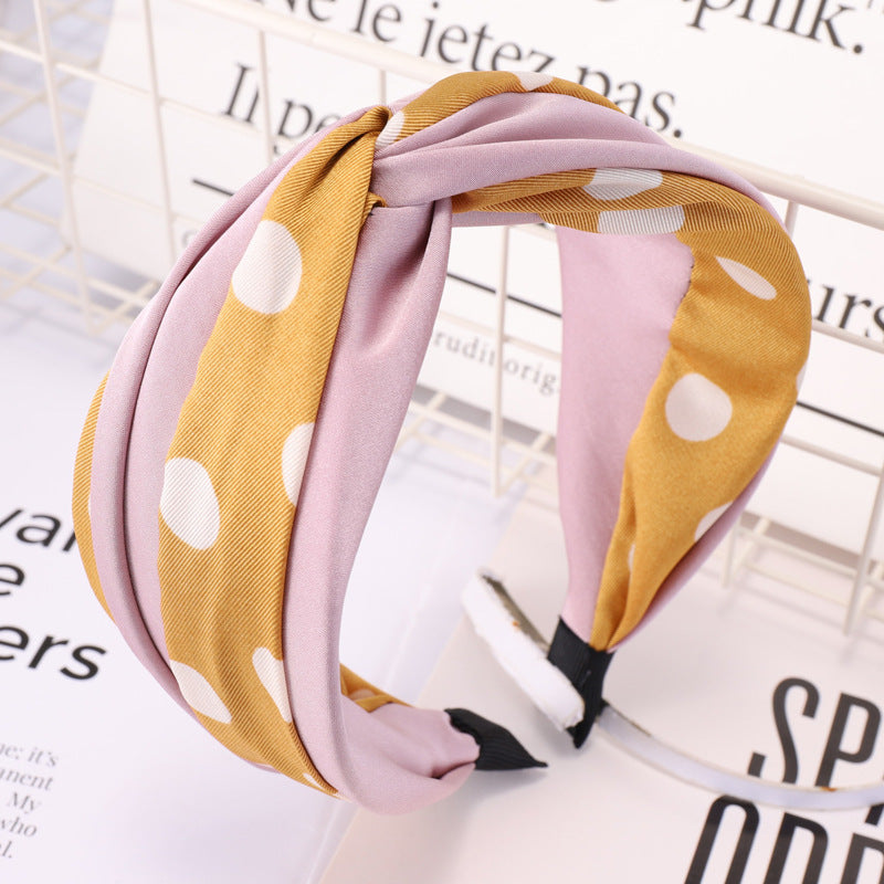 Women's broadside polka dot stitching hair band