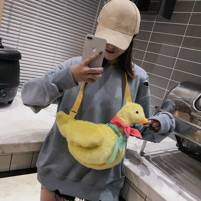 Plush duck shoulder bag