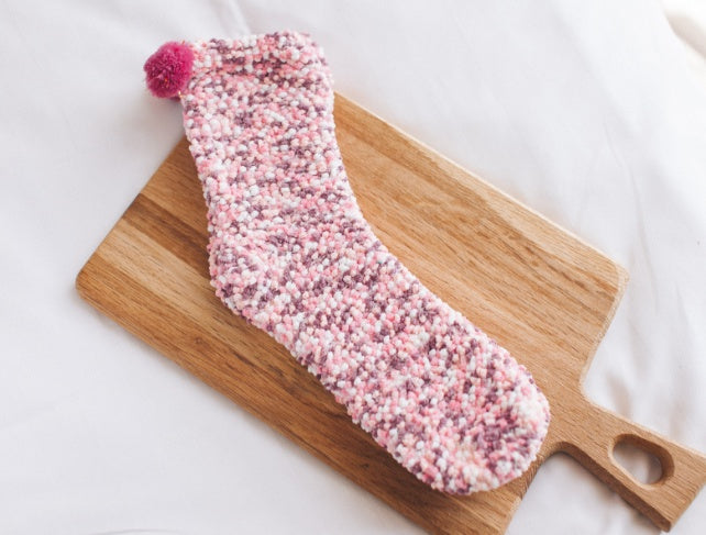 Three-dimensional cake socks home floor socks pearl velvet tube female socks