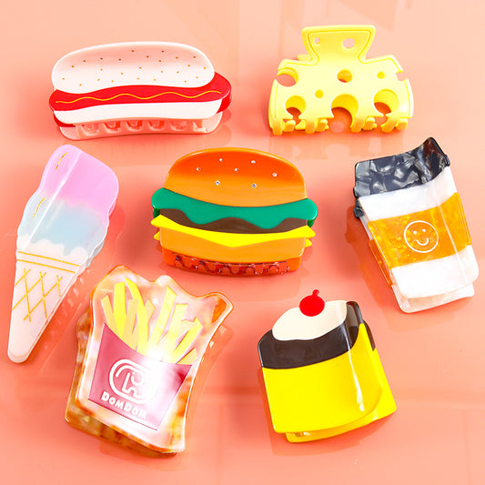 Hamburger Ice Cream Cheese Acetate Hairpin Cute Hair Accessories