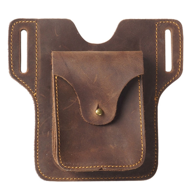 Sports running mobile phone storage waist bag leather