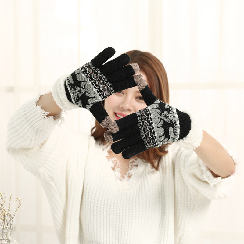 Double thickening plus velvet winter warm gloves