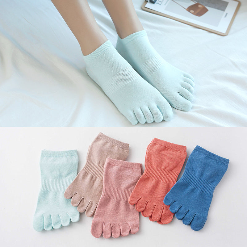 Ladies mid-tube cotton five-finger socks