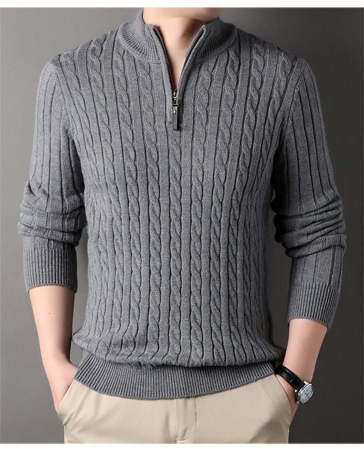 Half-high Neck Loose Zip-up Casual Daily Sweater