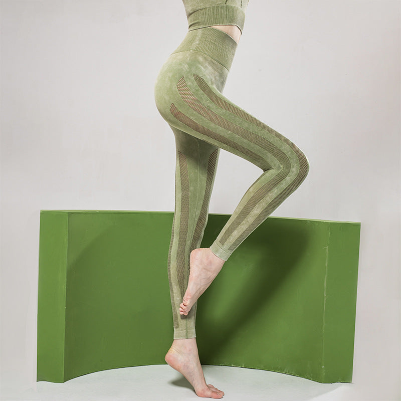 Seamless High-Stretch Sports Tights With Breathable Mesh