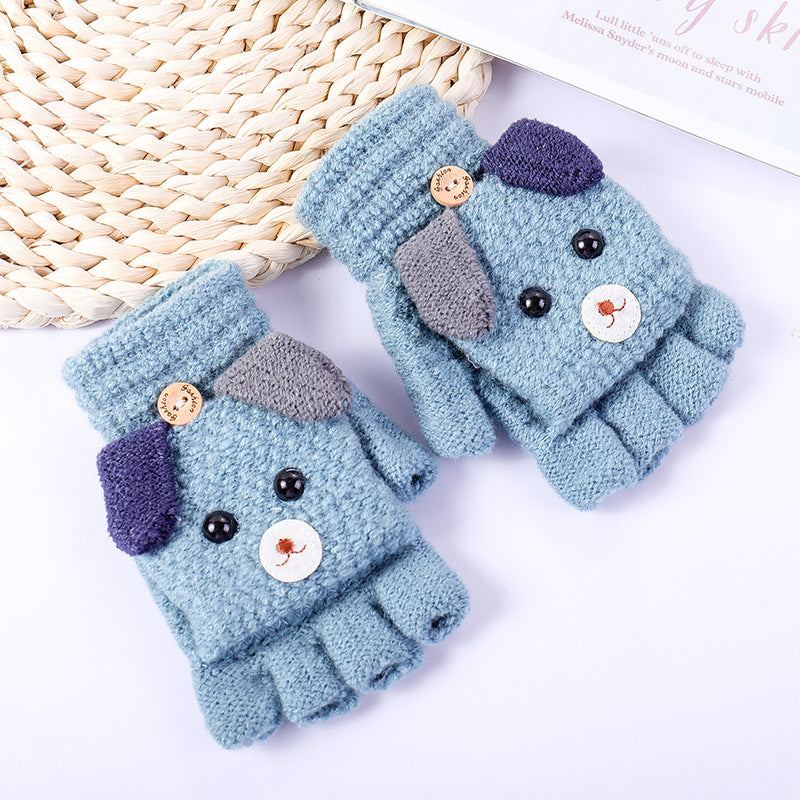 Cartoon writing half finger flip glove