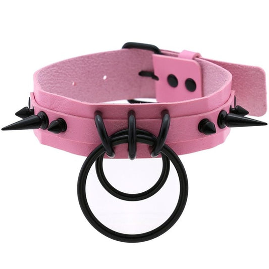 Punk Choker Rivet Buckle Spike Collar Necklace Black  Mens Womens