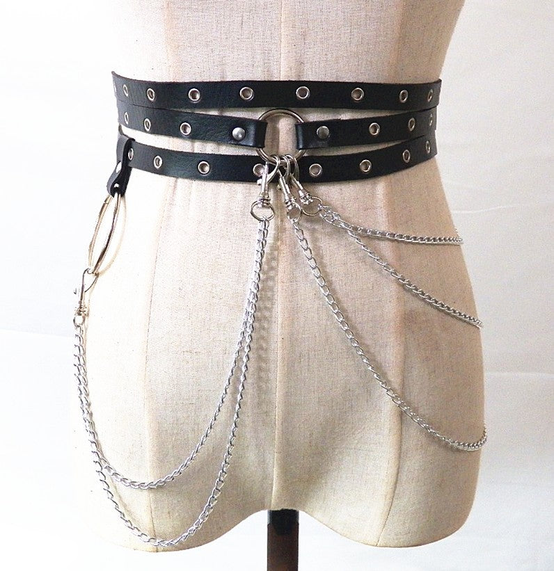 Punk style concave waist chain