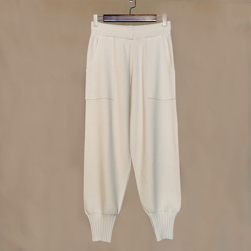 Casual Elastic Versatile Wool Radish pants Warm Trousers for Women