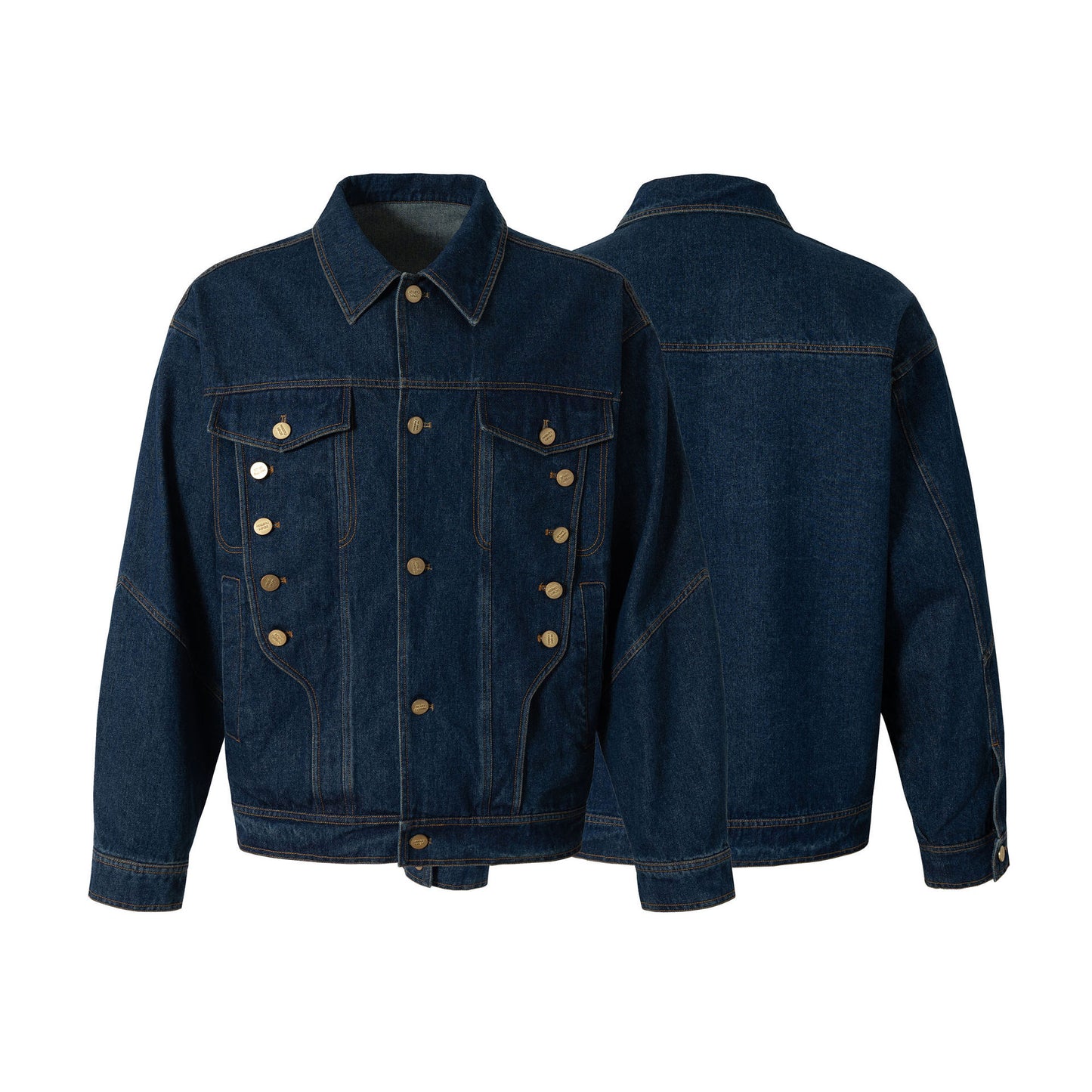 Retro Denim Jacket With Metal Stud Detailing