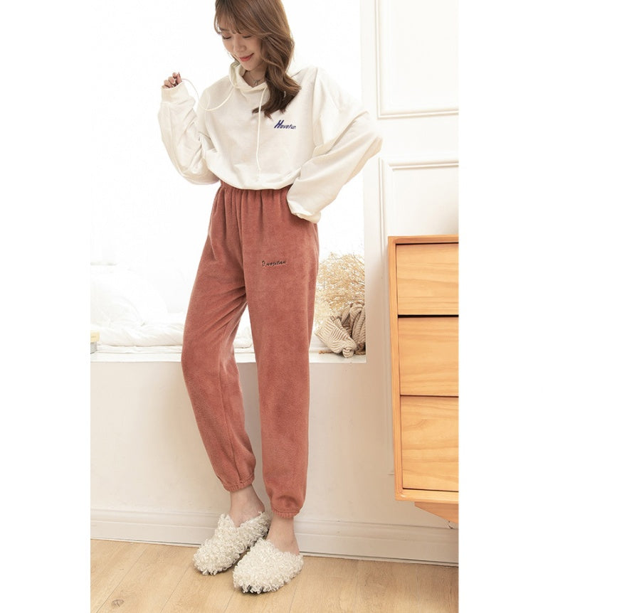 Korean Style Warm Coral Fleece Casual Loose Pajamas