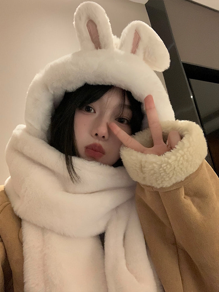 Thickened Warm Scarf Gloves Three Piece Set