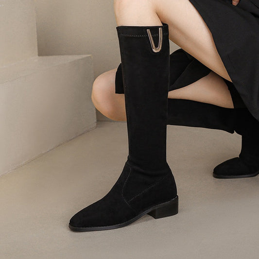 Below The Knee Women's Over-the-knee Skinny Low Heel Large Size Boots