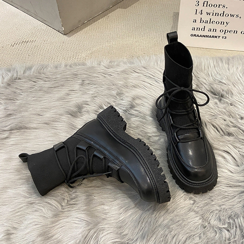 Fashion Platform Lace-up High Top Platform Boots