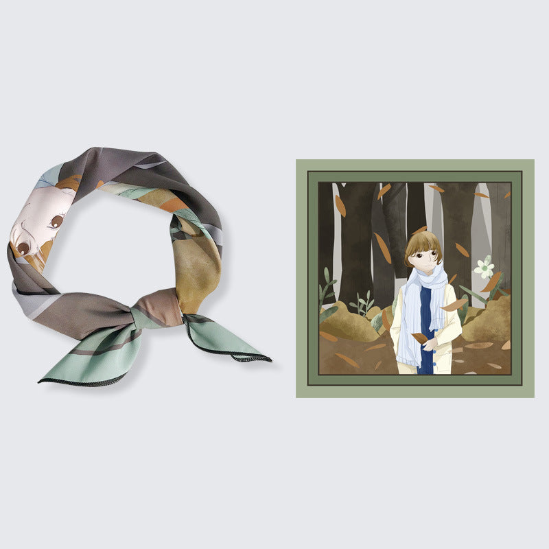 Decorative Spring And Autumn Chiffon Print Small Scarf