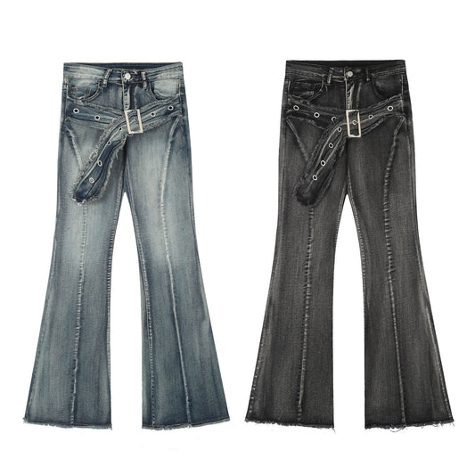 Jeans Women's Frayed Flared Pants Stretch Pants