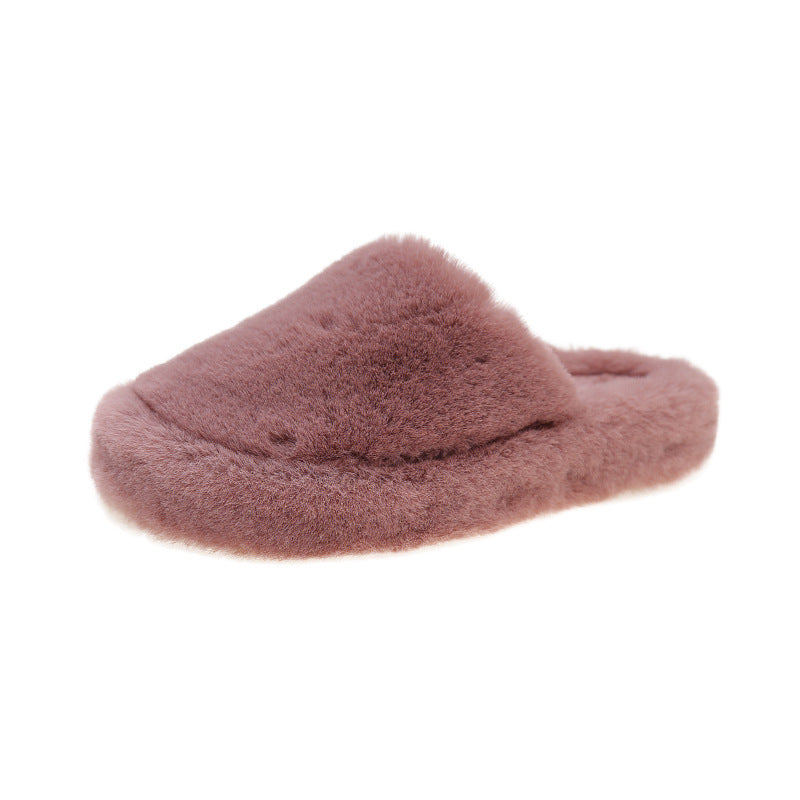 Closed-toe Slippers Women's Outer Wear Large Size Flat Bottom Plush
