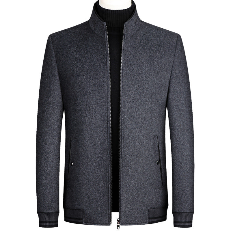 Men's Jacket Vertical Collar Thickened Autumn Woolen Jacket