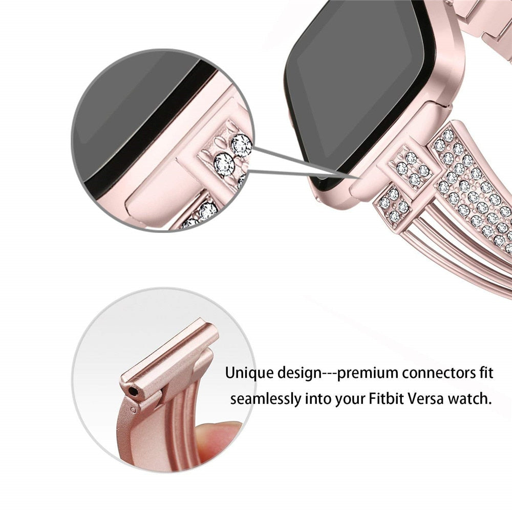 Rhinestone stainless steel watch strap