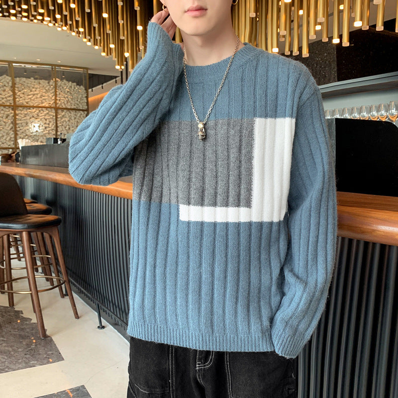 Strikket Sweater Herre Trendy Mærke Løs Varm Sweater