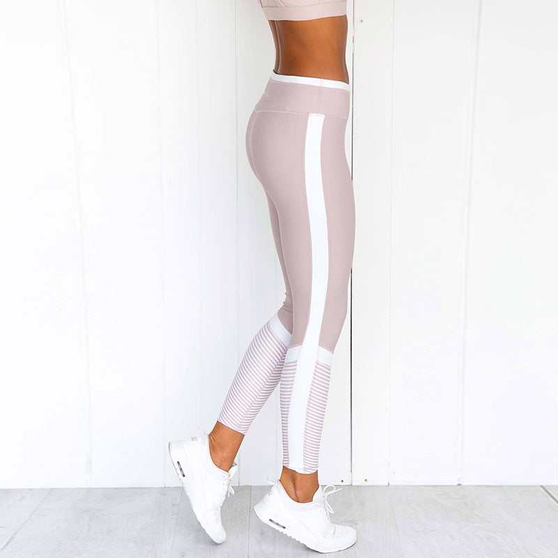 Fashion printed stitching leggings yoga fitness pants