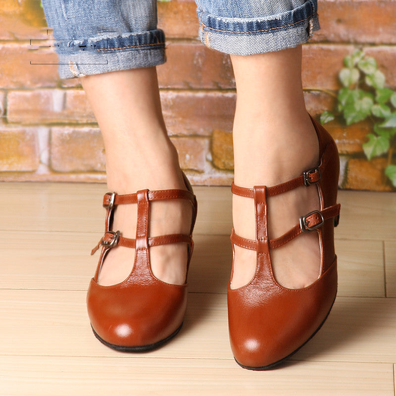 Women's Japanese  Cowhide Handmade Retro Shoes