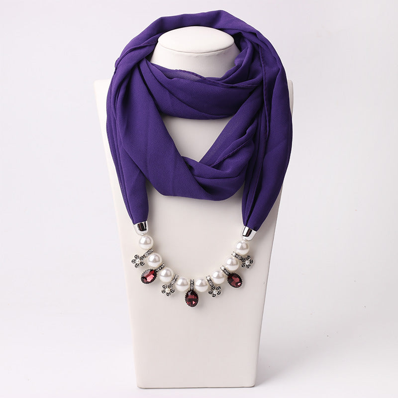 Pearl Necklace With Scarf