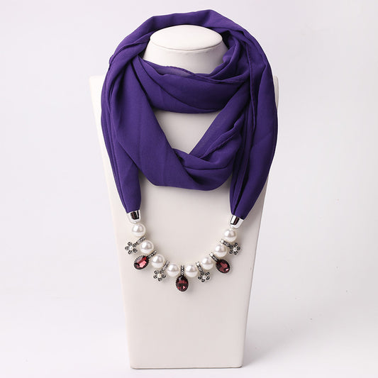 Pearl Necklace With Scarf