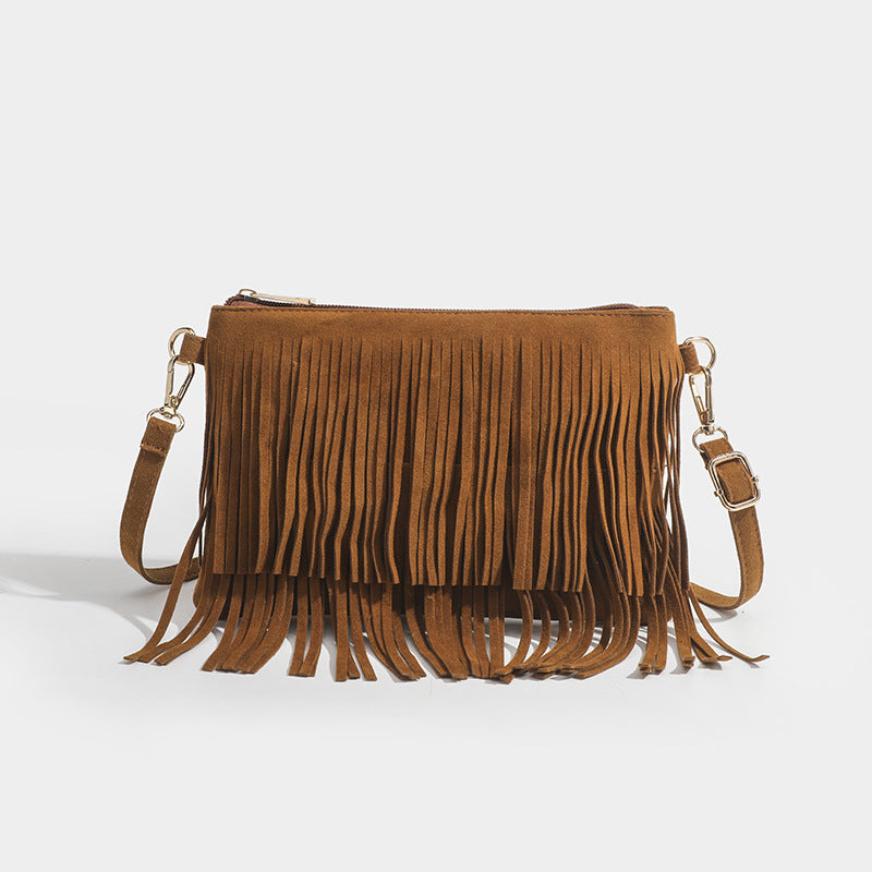 Mat mat vintage damesaddeltaske med kvast
