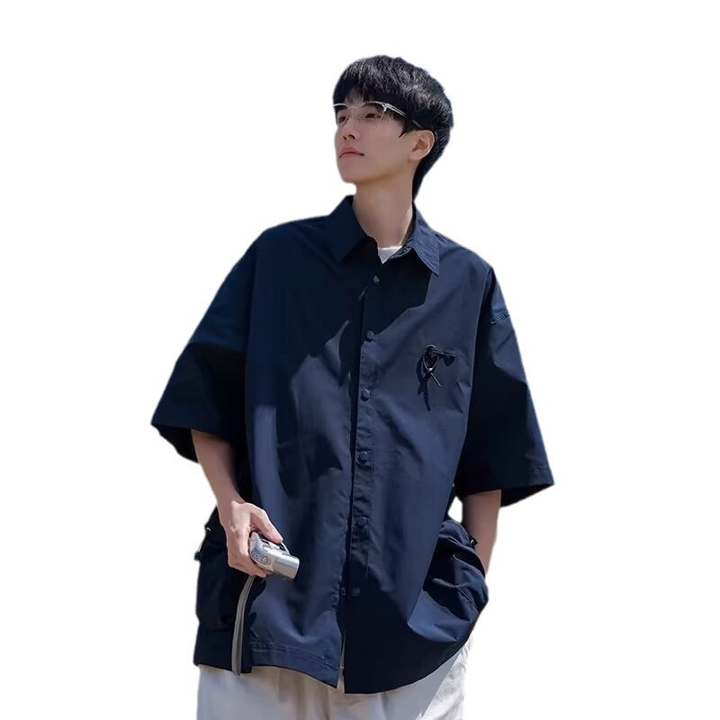 Retro Workwear Short-sleeved Shirt Loose And Casual