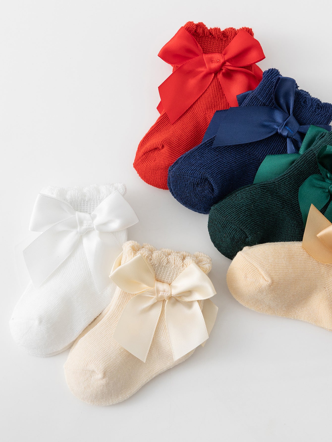Girls' Baby Solid Color Versatile Bow Princess Socks