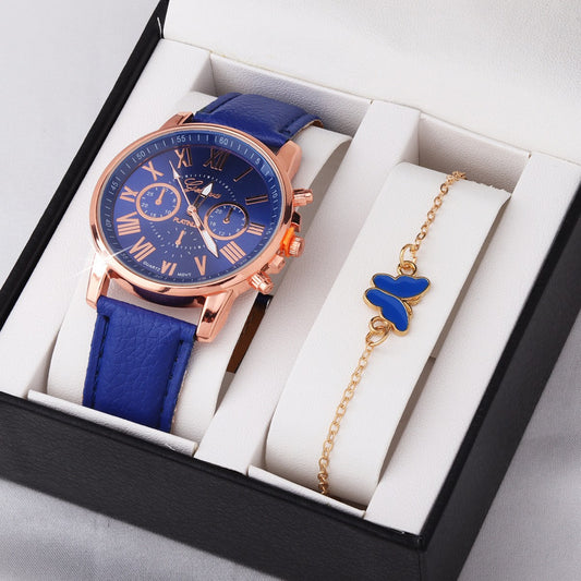 Cute Butterfly All-match Watch Color Wheel Double-layer Ladies
