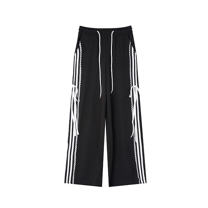 Sweet Girls Contrast Color Pieces Loose Casual Trousers