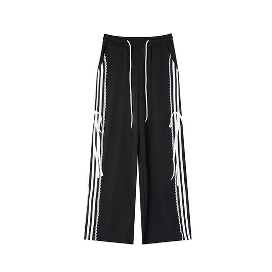 Sweet Girls Contrast Color Pieces Loose Casual Trousers