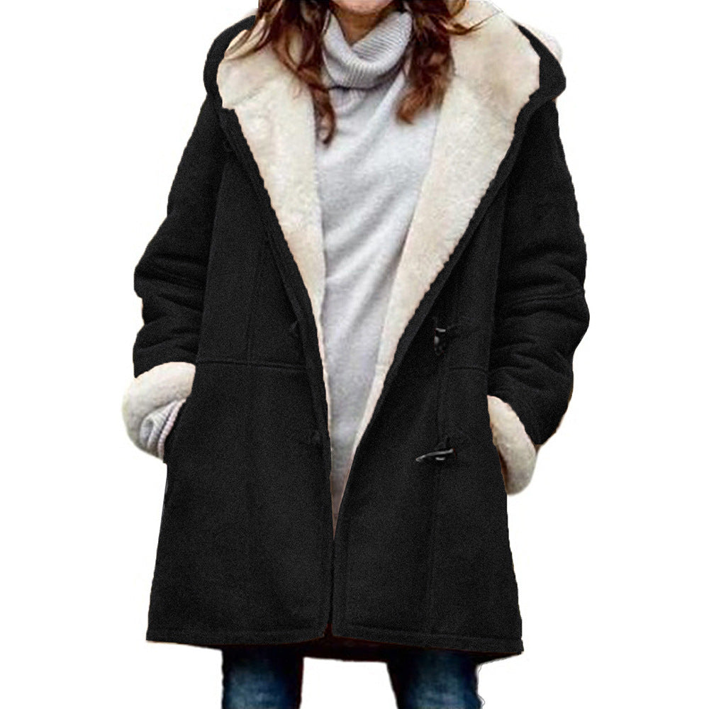 New Coat With Cashmere Fur Collar Pockets Women's