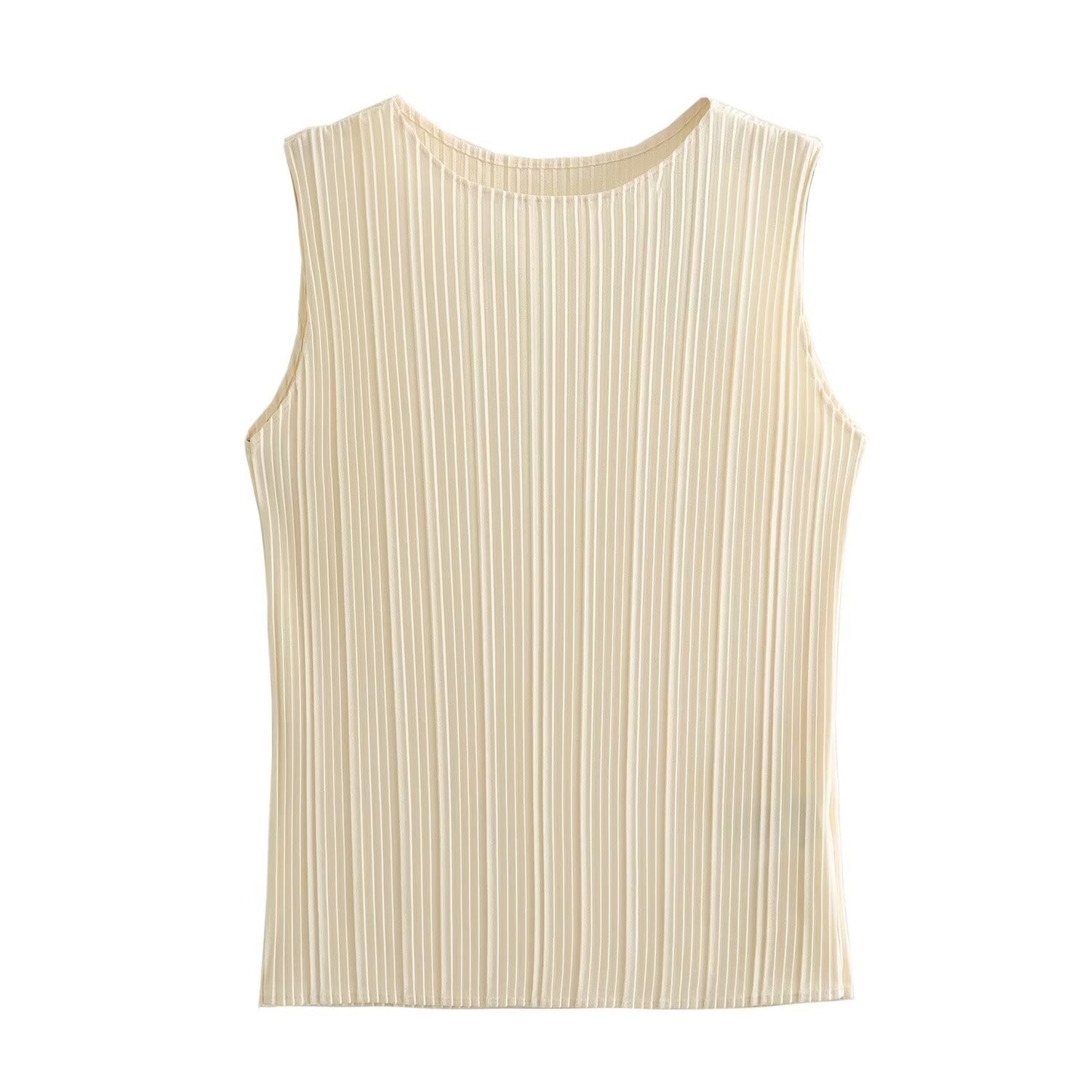 Pleated Sleeveless T-shirt Straight-leg Pants