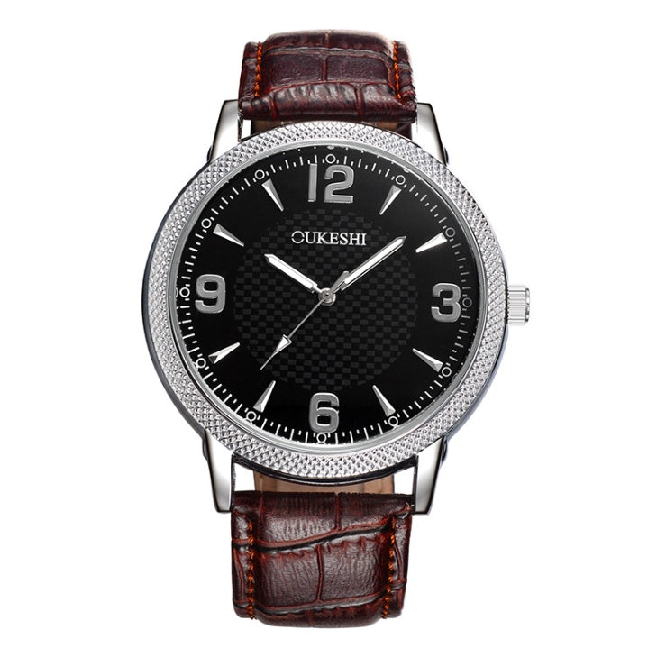 OUKESHI okshishi fashion simple sword nail plaid belt waterproof quartz men's watch