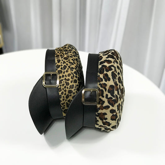 Autumn And Winter Leopard Style Versatile Flat Top Hat