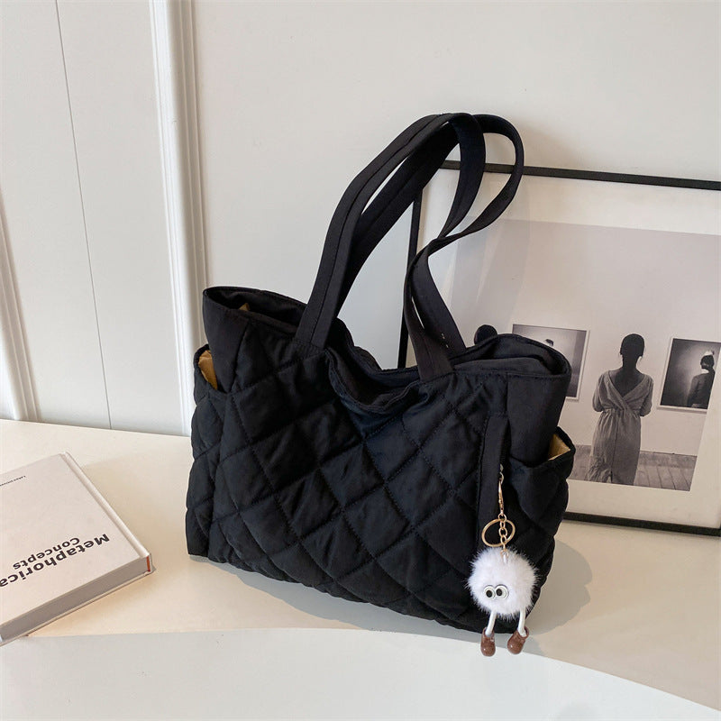 Large Capacity Rhombus Minority All-match Commuter Tote Shoulder Bag Cross-border