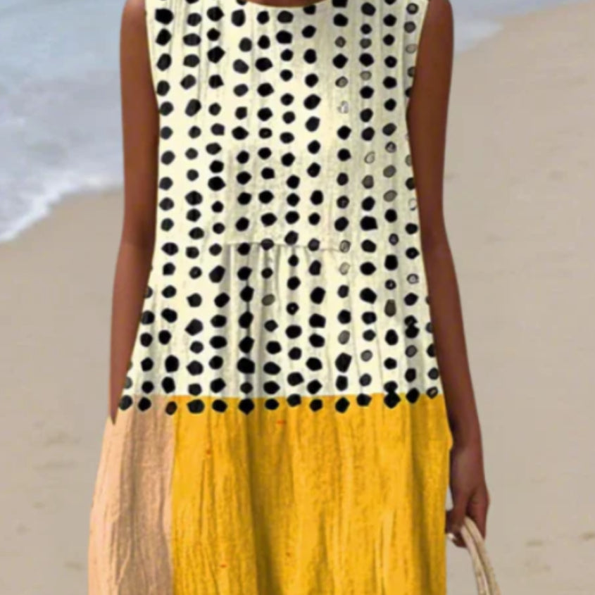 Womens Sleeveless Casual Printed Elegant Long Dress
